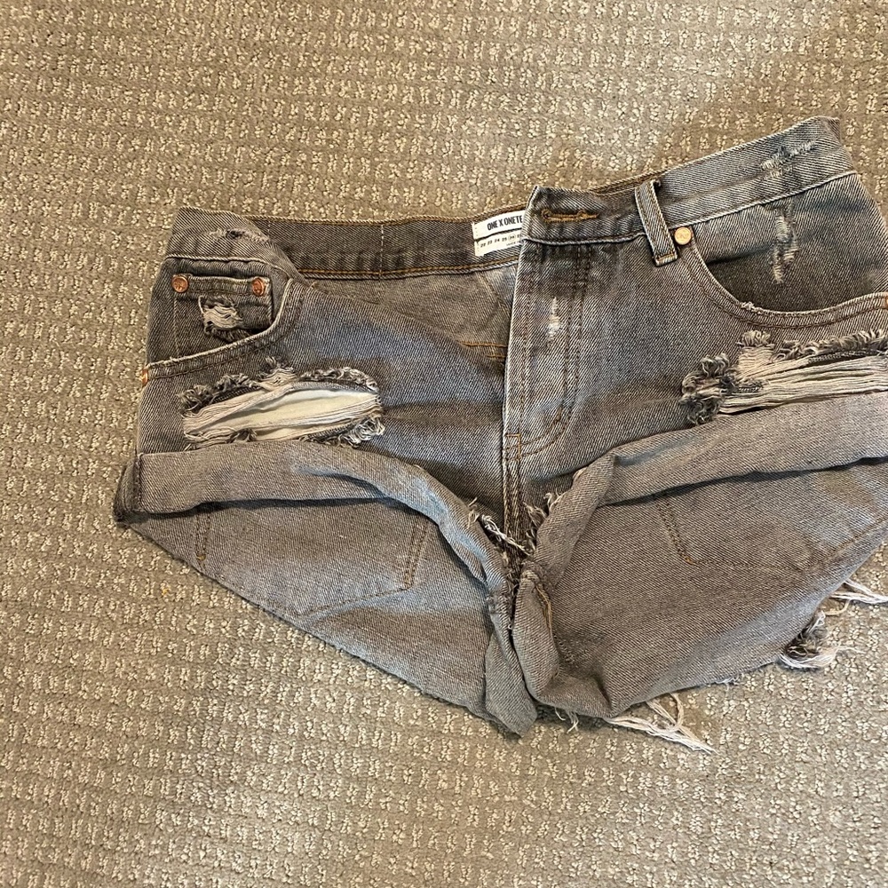 Washed grey cutoff bandits